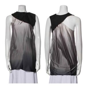 NARCISO RODRIGUEZ Tunic Dress Womens XS Gray Black Ombre Silk Asymmetrical Mini